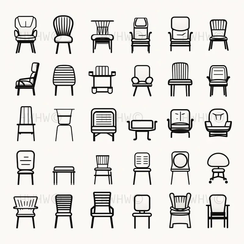 2D Black And White Outline Ui Icon Sets