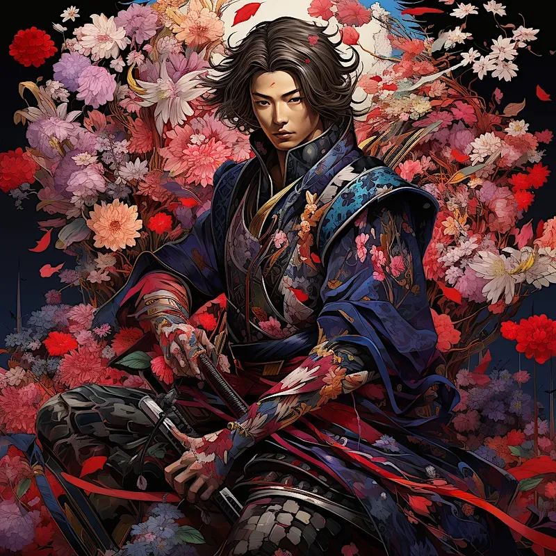 Japanese Illustrations With Flowers