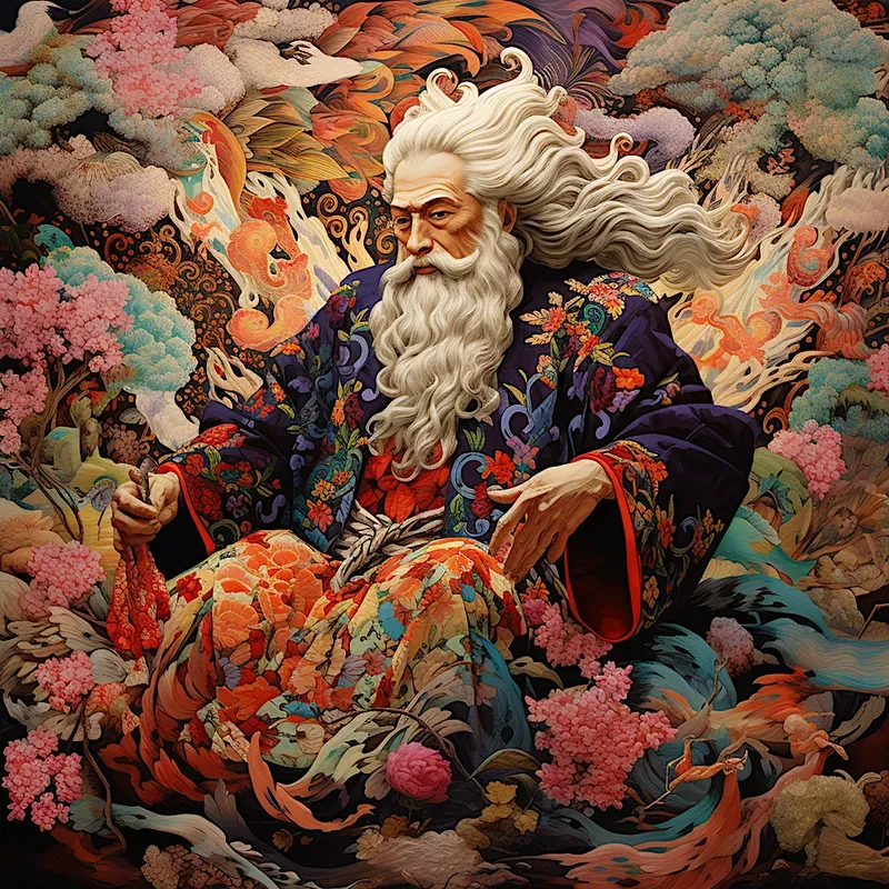 Japanese Illustrations With Flowers