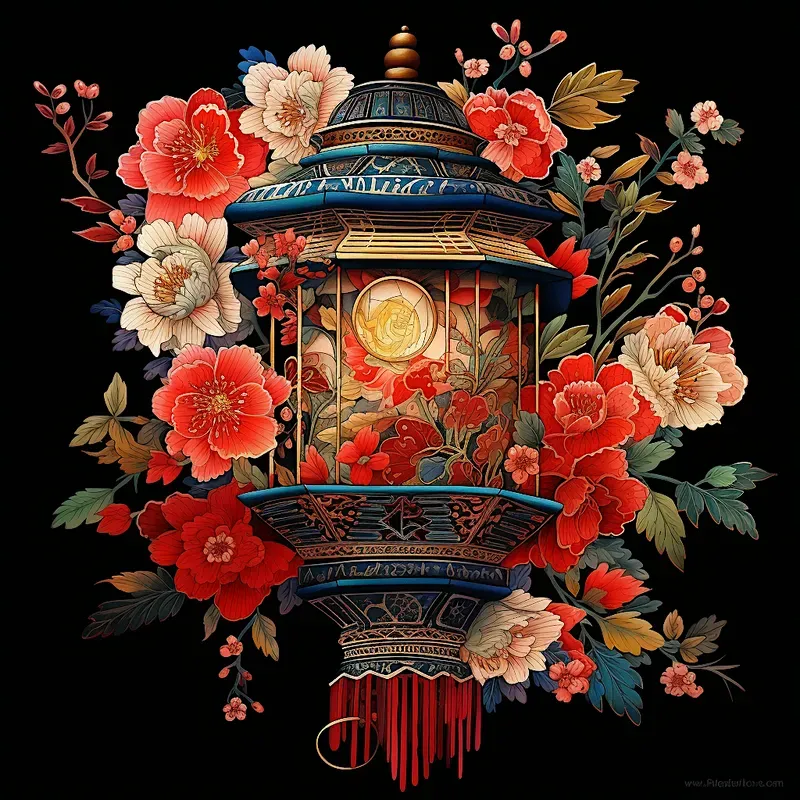 Japanese Illustrations With Flowers