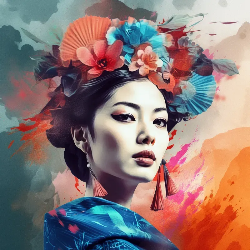 Japanese Watercolor Fusion Art