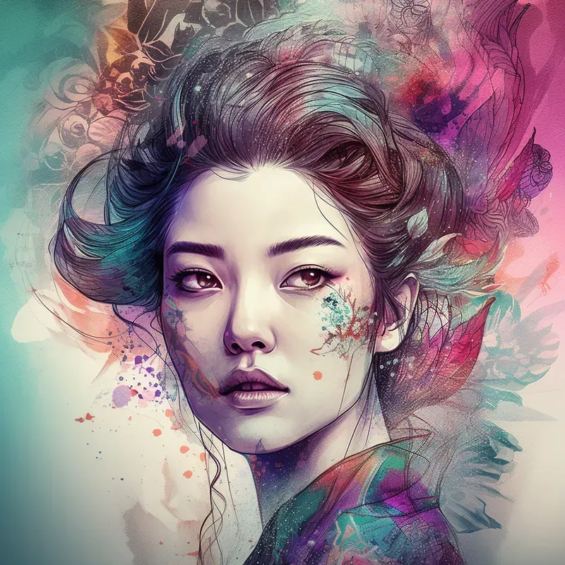 Japanese Watercolor Fusion Art