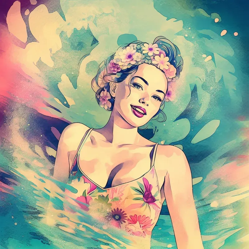 Japanese Watercolor Fusion Art