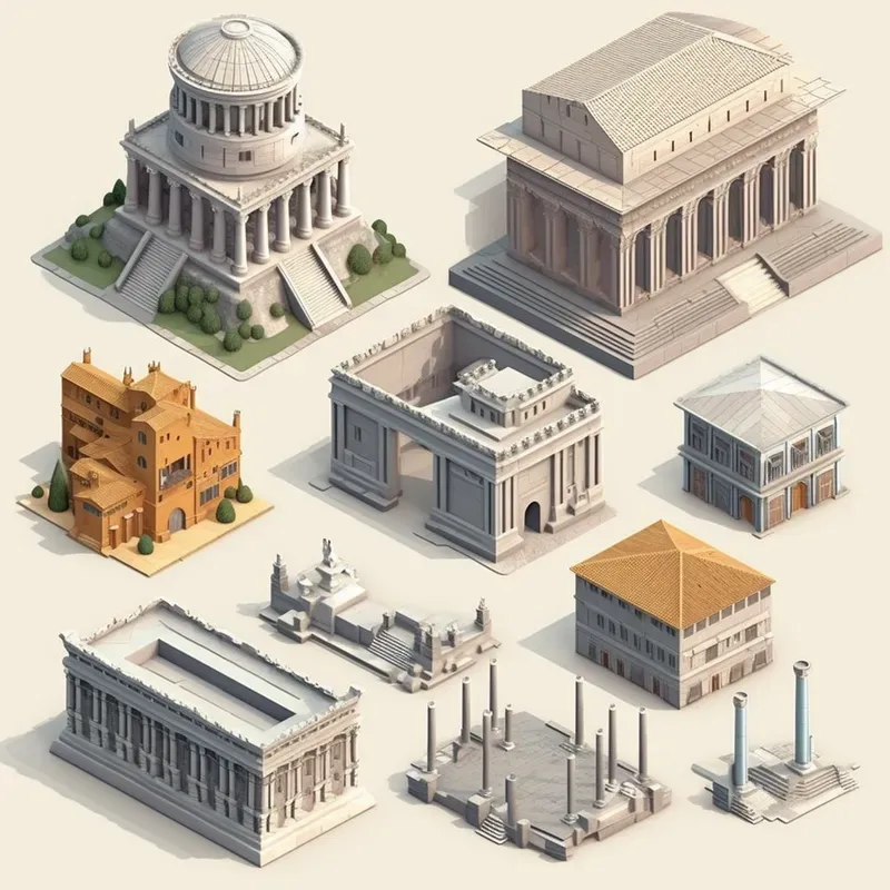 3D Isometric Sets Of Objects For Games