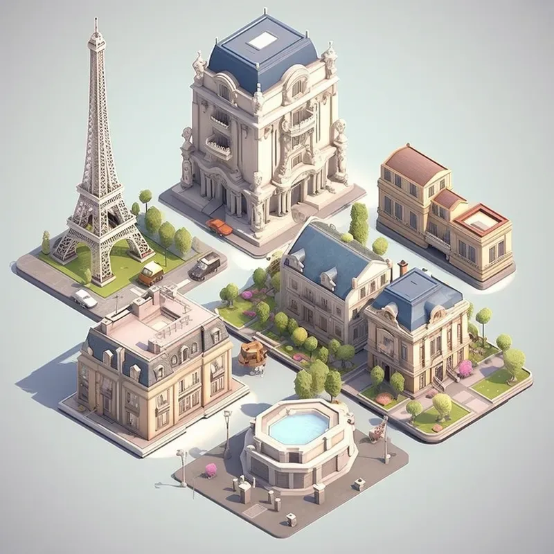 3D Isometric Sets Of Objects For Games