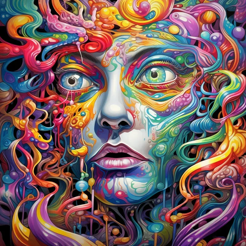Vibrant Psychedelic Sketching Line Art