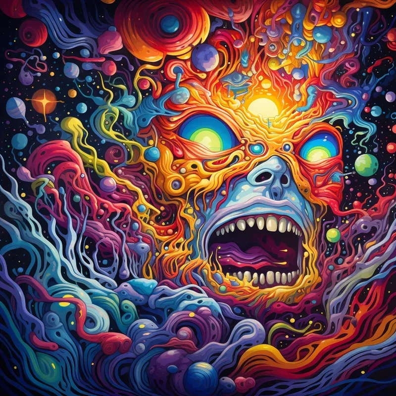 Vibrant Psychedelic Sketching Line Art