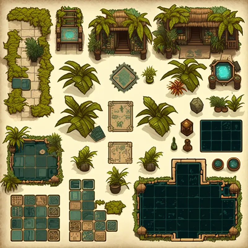 Illustrated Tileset Sprite Sheet Art