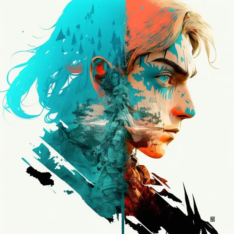 Overlapping Ink Character Arts