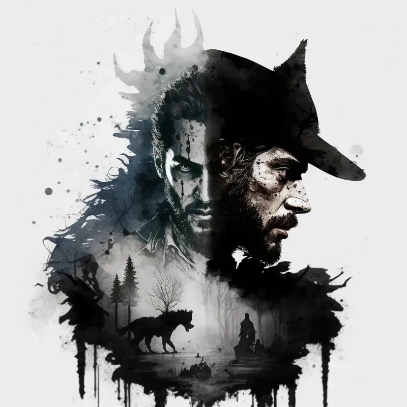 Overlapping Ink Character Arts