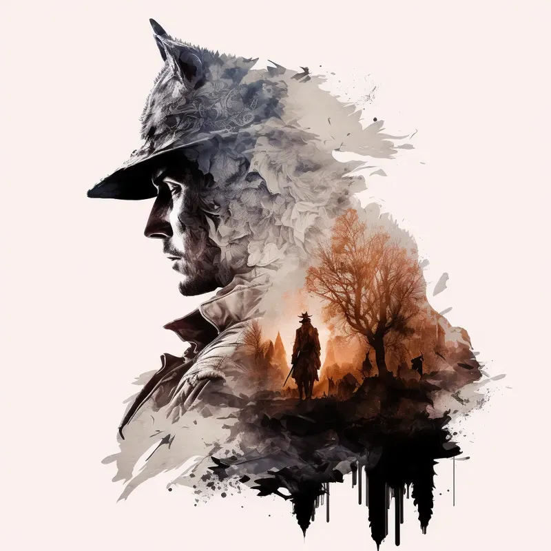 Overlapping Ink Character Arts