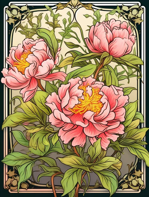 Art Nouveau Flowers In Frames