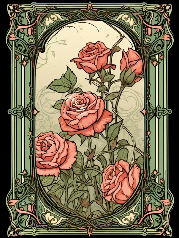 Art Nouveau Flowers In Frames