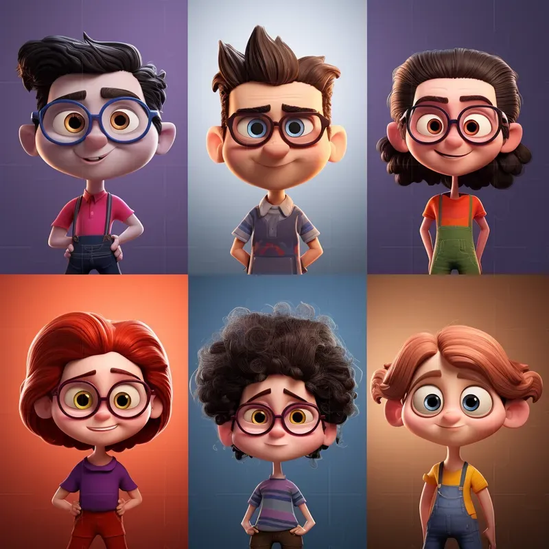 Cartoon Characters In The Pixar Style
