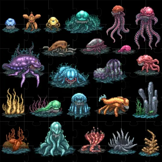 Pixel Art Monster Character Sheets