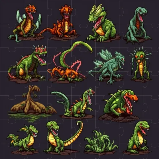 Pixel Art Monster Character Sheets