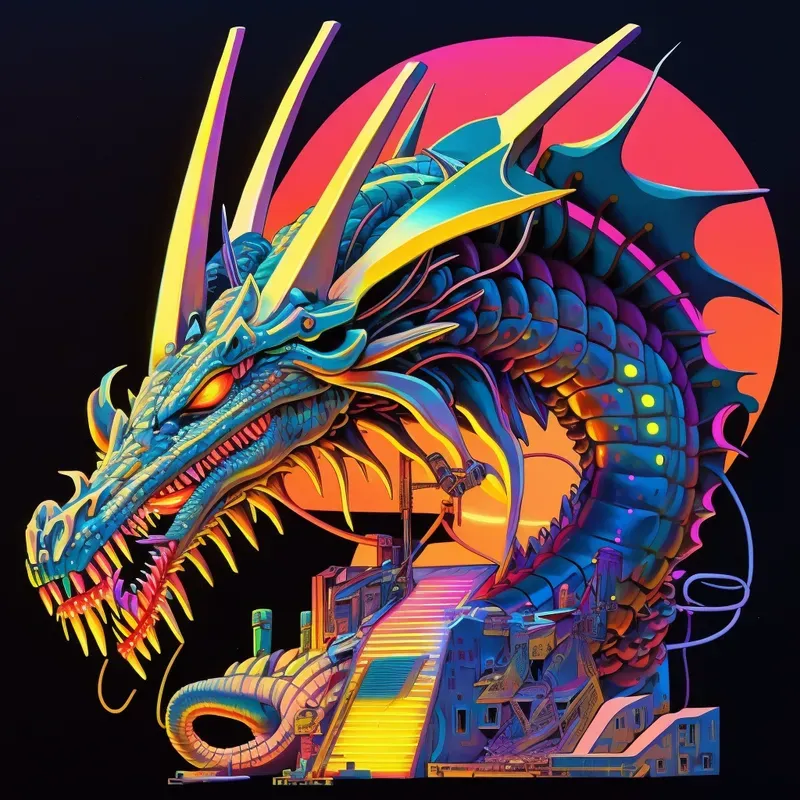 Neon Retro Futurism Art