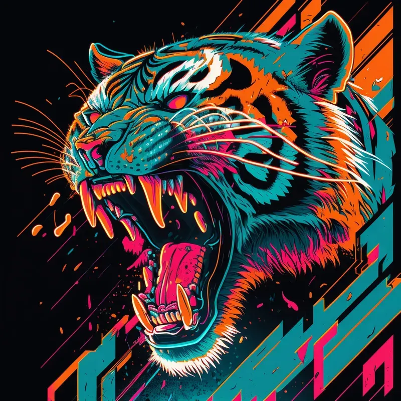 Neon Retro Futurism Art