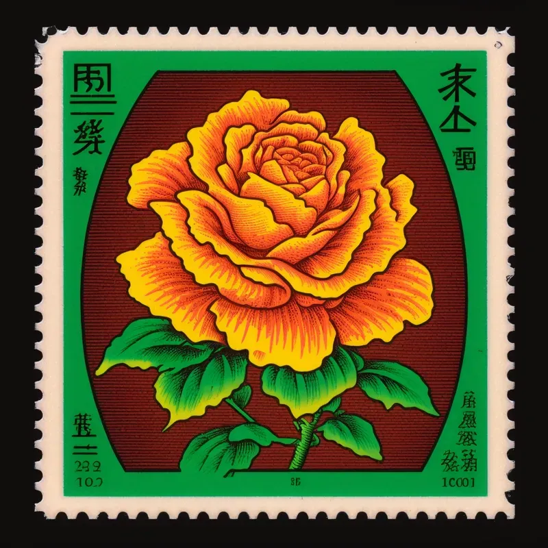 Vibrant Asian Stamps