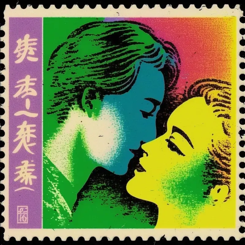 Vibrant Asian Stamps