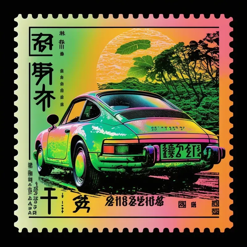 Vibrant Asian Stamps