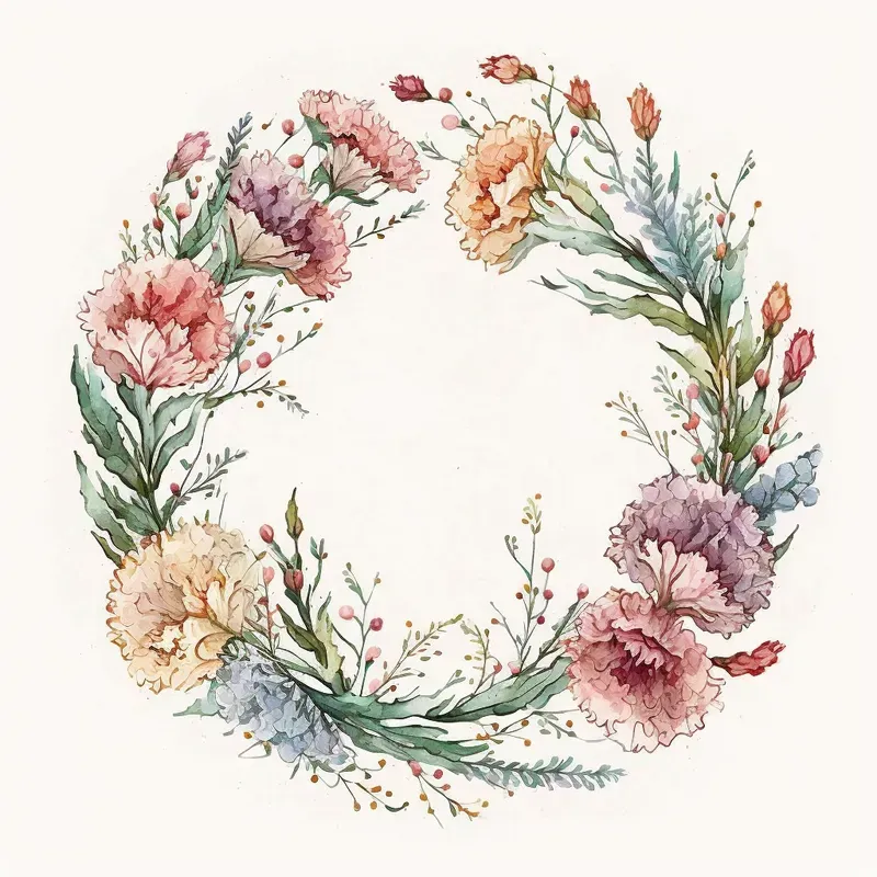 Flower Wreaths In Watercolor Style