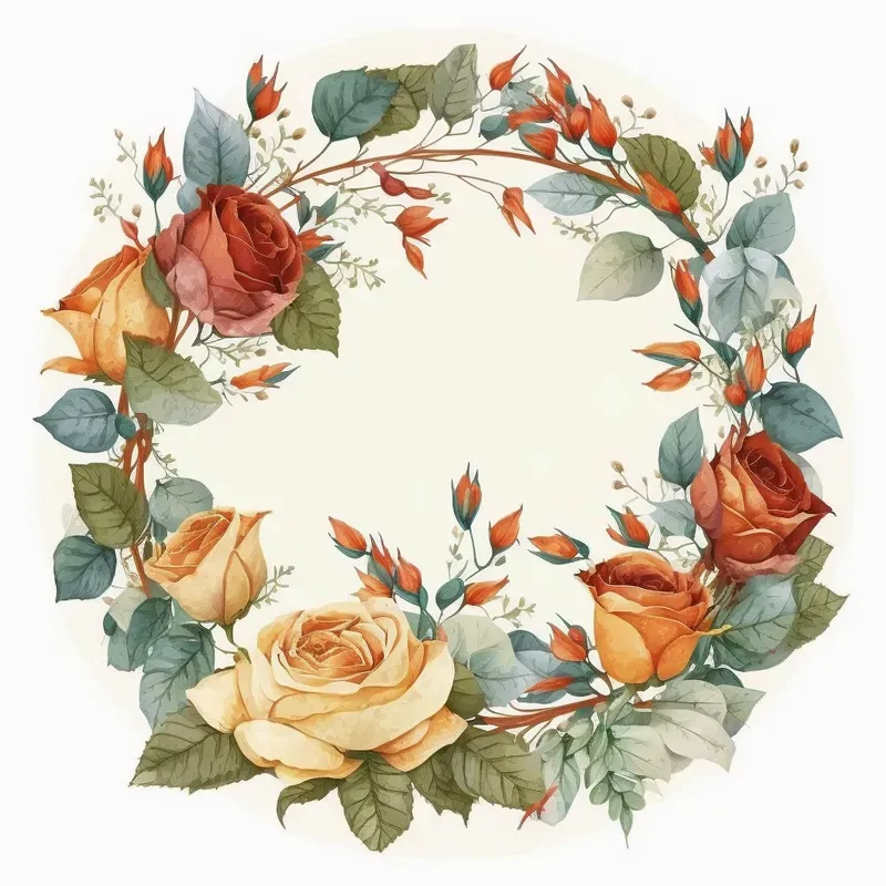 Flower Wreaths In Watercolor Style