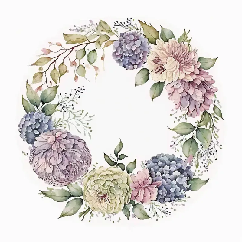 Flower Wreaths In Watercolor Style