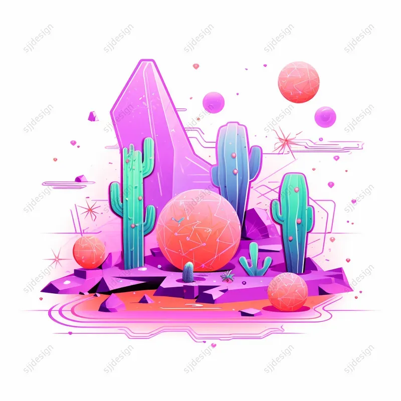Kawaii Neon Poly Art