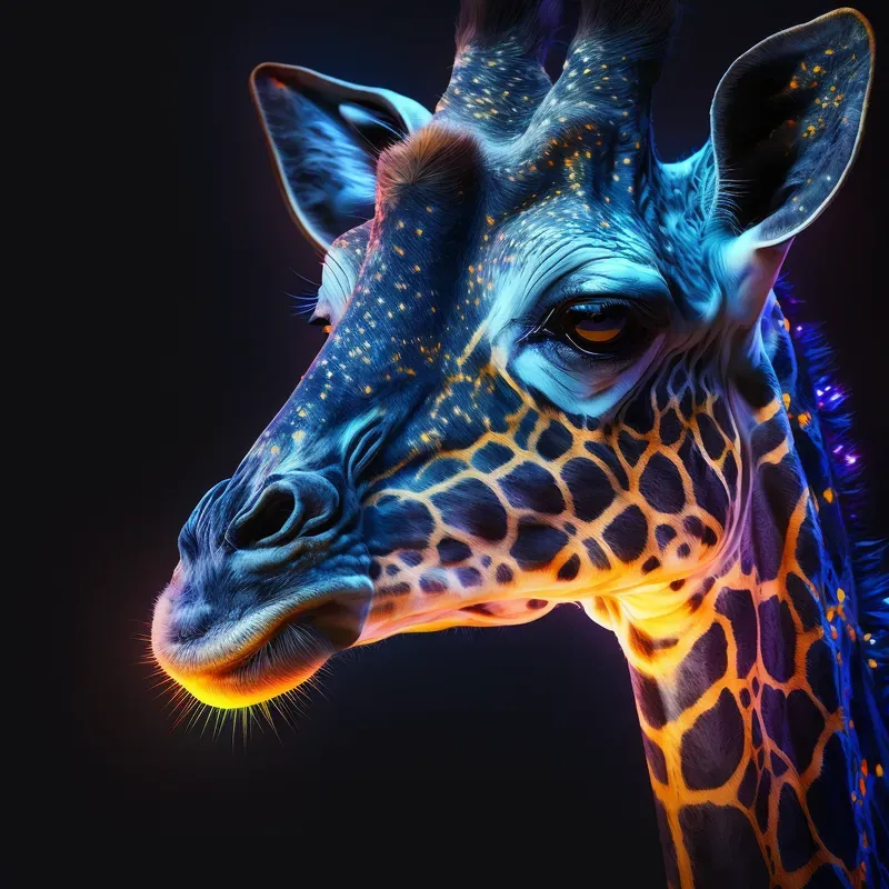 Bright Colorful Neon Animal Portraits