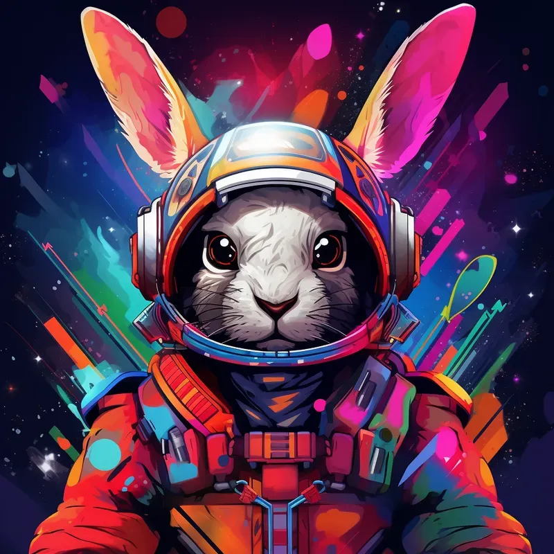 Animals In Space Helmets Vibrant Colors