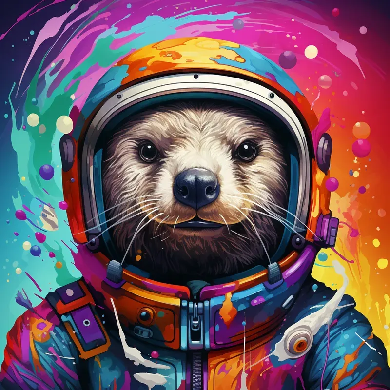 Animals In Space Helmets Vibrant Colors