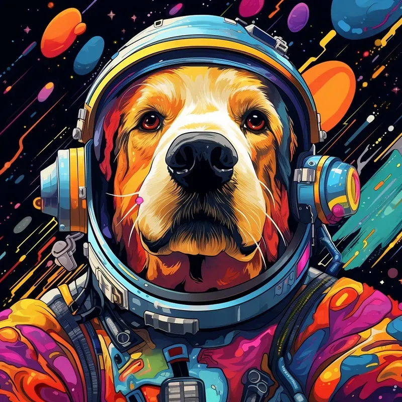 Animals In Space Helmets Vibrant Colors
