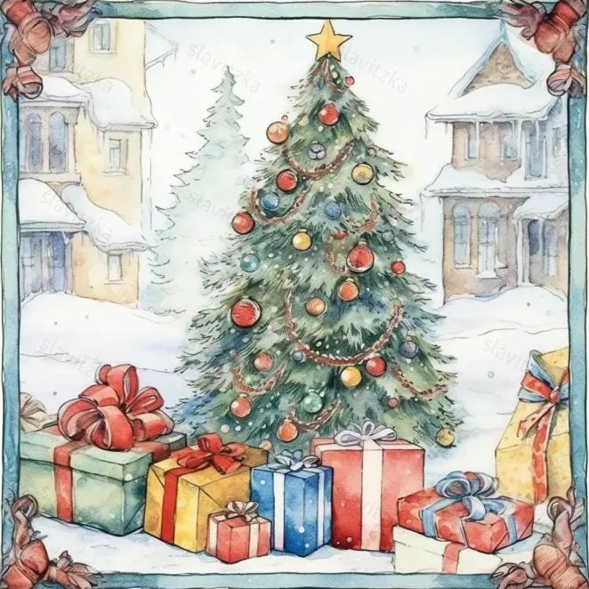 Christmas Tile Watercolor Prints