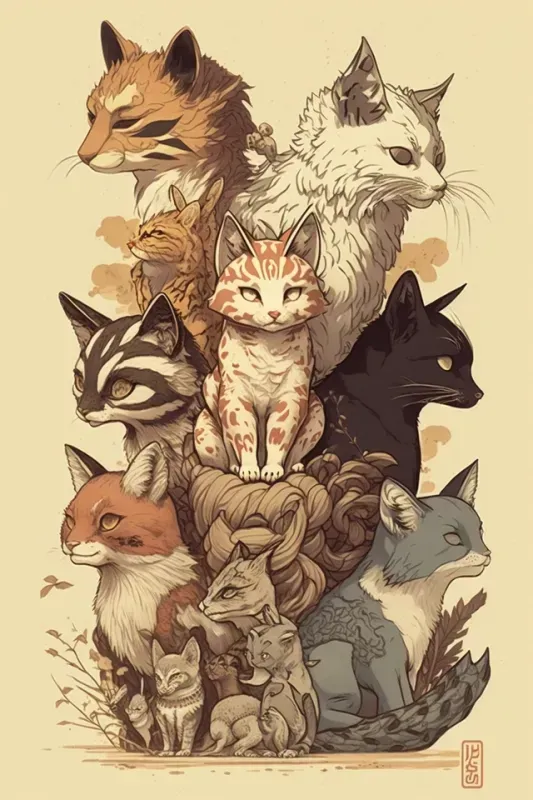 Furry Ukiyo-e Poster Trending Anime Art