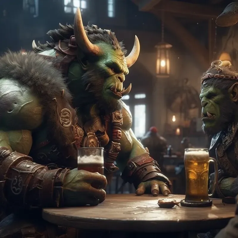 Characters Drinking Beer In A Bar