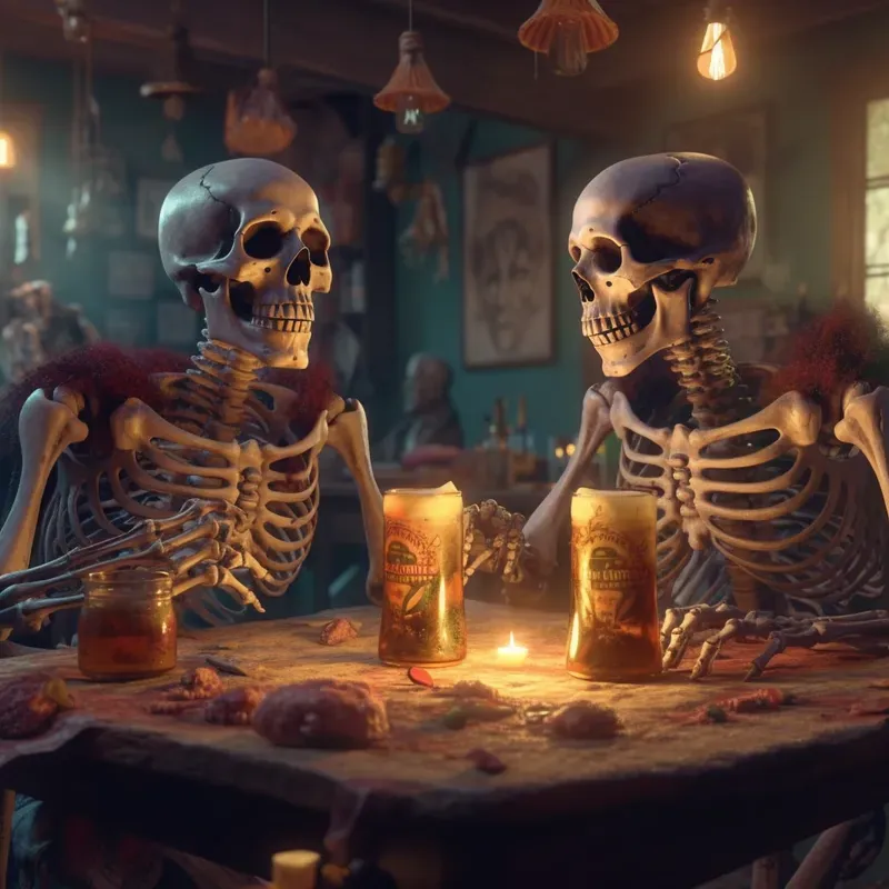 Characters Drinking Beer In A Bar