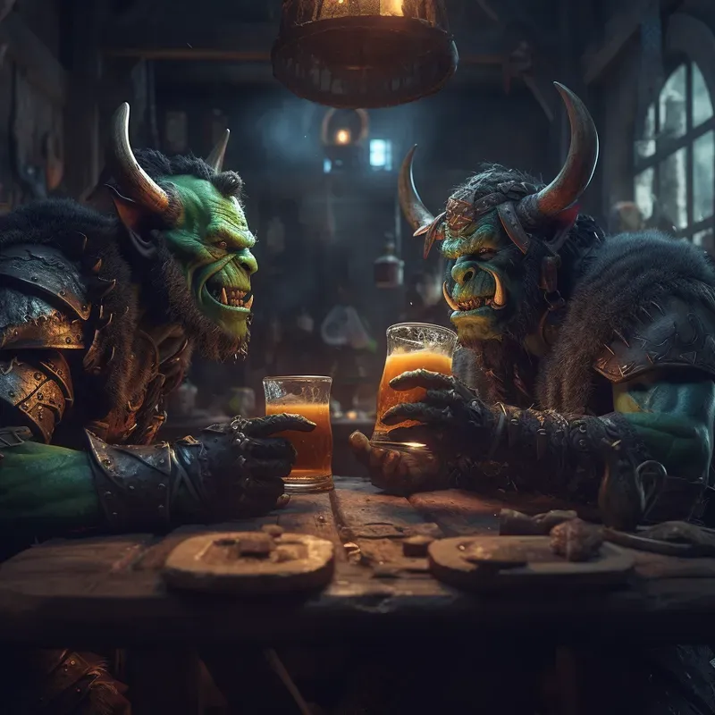 Characters Drinking Beer In A Bar