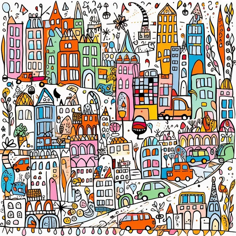 Whimsical Abstract Doodle Patterns Art