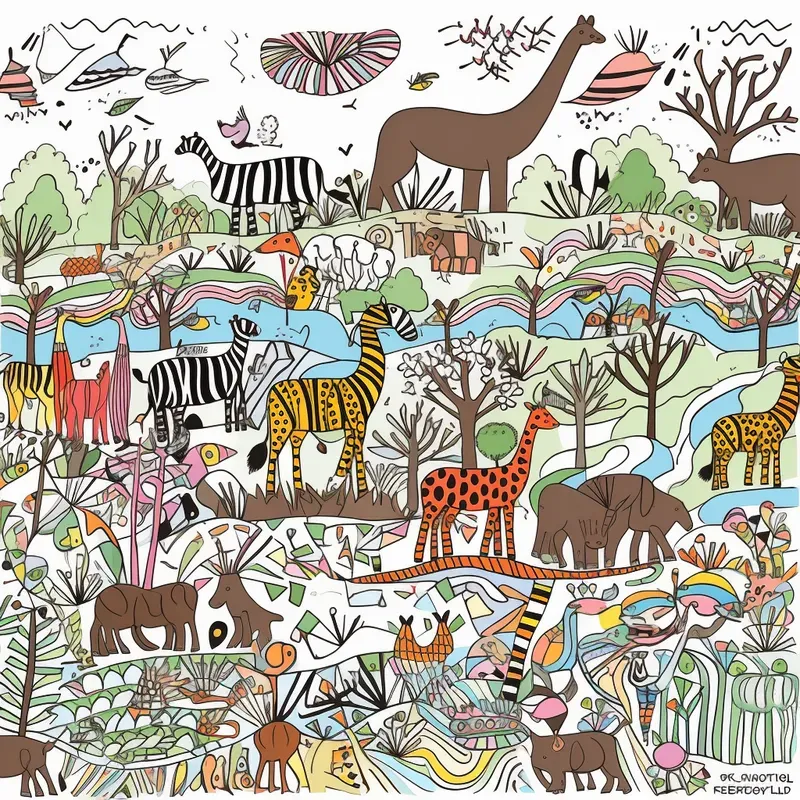 Whimsical Abstract Doodle Patterns Art