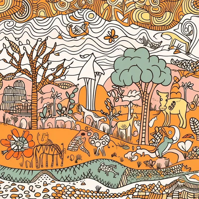 Whimsical Abstract Doodle Patterns Art