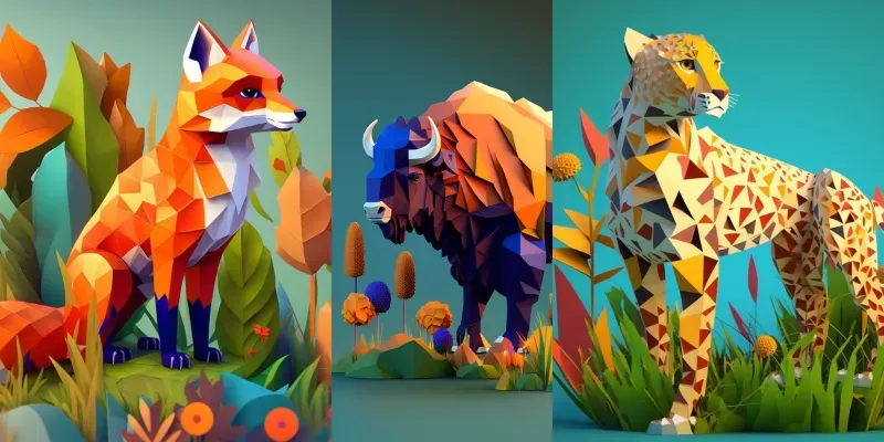 Polygon Animals Illustrations generated by midjourney