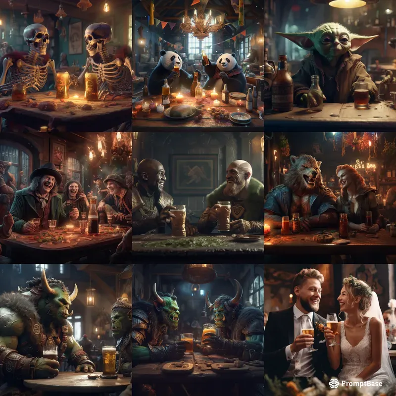 Characters Drinking Beer In A Bar