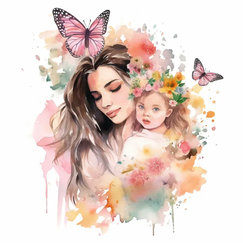 Mothers Day Watercolor Cliparts