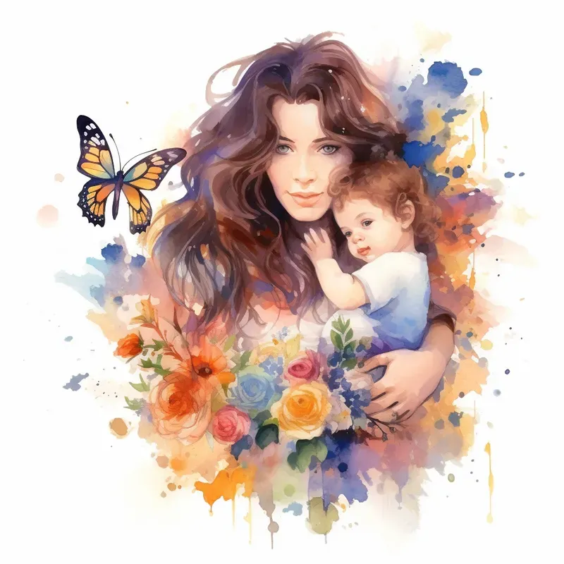 Mothers Day Watercolor Cliparts