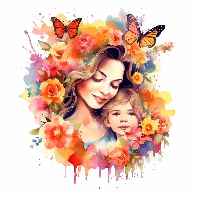 Mothers Day Watercolor Cliparts