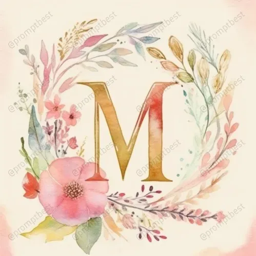 Watercolor Florals With Initial Letters