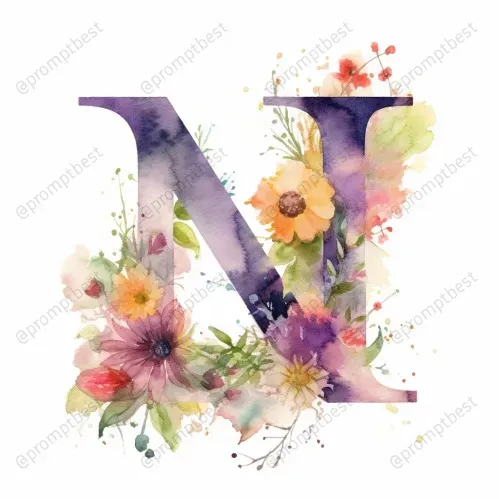 Watercolor Florals With Initial Letters