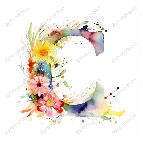 Watercolor Florals With Initial Letters