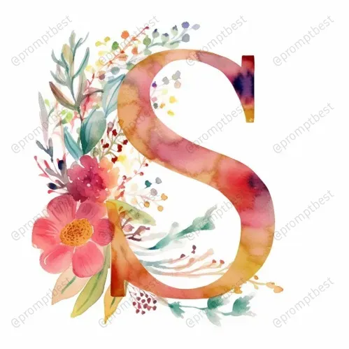 Watercolor Florals With Initial Letters